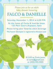 Sea Turtle Baby Shower Invitation - Blue and Pink