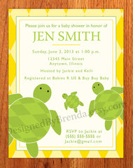Sea Turtle Baby Shower Invitation - Blue and Pink