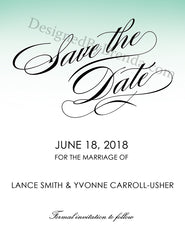 Formal Save the Date with Minimalist Look - Green, Black & White can be any color