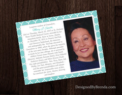 Keepsake Memorial Card with Photo and Obituary - Double Sided with Poem on Back
