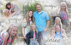 Double Sided Holiday Card with Blended Photo Collage and Icy Snowflake Overlay