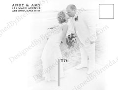Tilted Photo Wedding Thank You Postcard - Swirl background