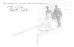 Large Wedding Thank You Postcard with Multiple Photos - Modern Look