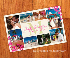 Large Wedding Thank You Postcard with Monogram