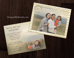 Vintage Style Holiday Card with Photos and Chevron Border - Rustic Postmark