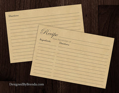 4x6 Kraft Brown Recipe Cards - Double Sided - Great for Bridal Shower Favors