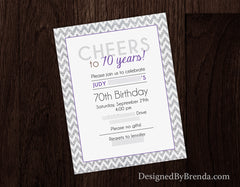 Pink & Gold Sparkly Chevron Birthday Invitation with Glitter Bling - Cheers!