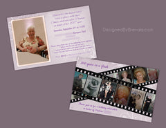 Birthday Party Invitation with Filmstrip Photo Collage - Vintage Purple Floral