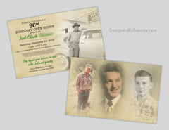 Vintage Style Birthday Party Invitation Postcard - Double Sided with Photos