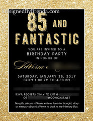 Fifty and Fantastic Birthday Invitation - Gold Glitter & Black Anniversary - 50th Surprise Party