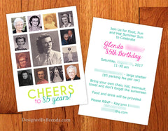Cheers to 80 years - Birthday Party Invitation with Modern Photo Collage