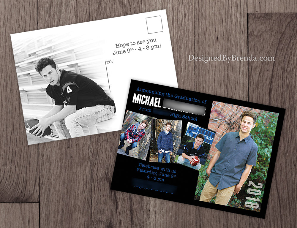 Graduation Party Invitation Postcard with photos on front & back Designed By Brenda Graduation Party Invitation Postcard with photos on front & back Designed By Brenda