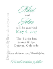 Colorado Save the Date for a Wedding in the Miles High State - Mint Green and Grey