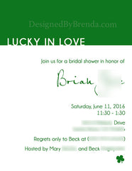 Modern Lucky in Love Wedding Shower Invitation - Kelly Green