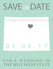 Colorado Save the Date for a Wedding in the Miles High State - Mint Green and Grey