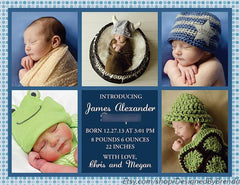 Red, White & Blue Stars Birth Announcement with Photo Collage - Patriotic