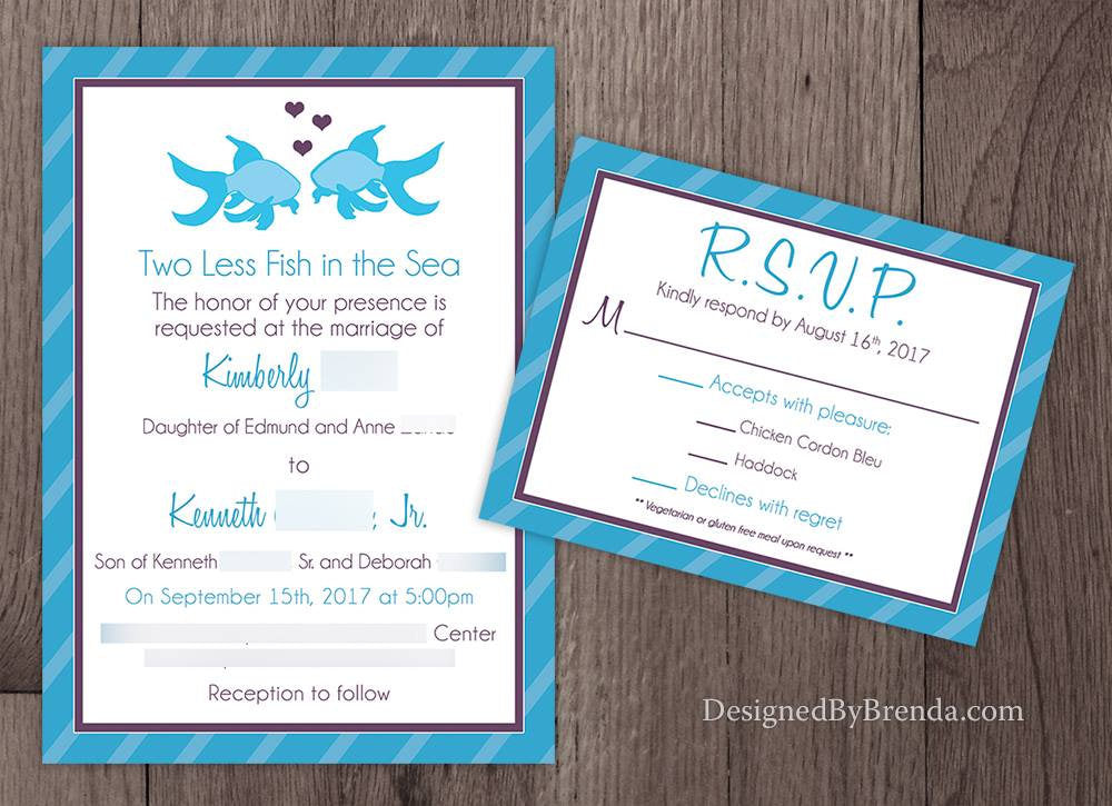 Large Bridal Shower Invite - Two Less Fish in the Sea – Designed