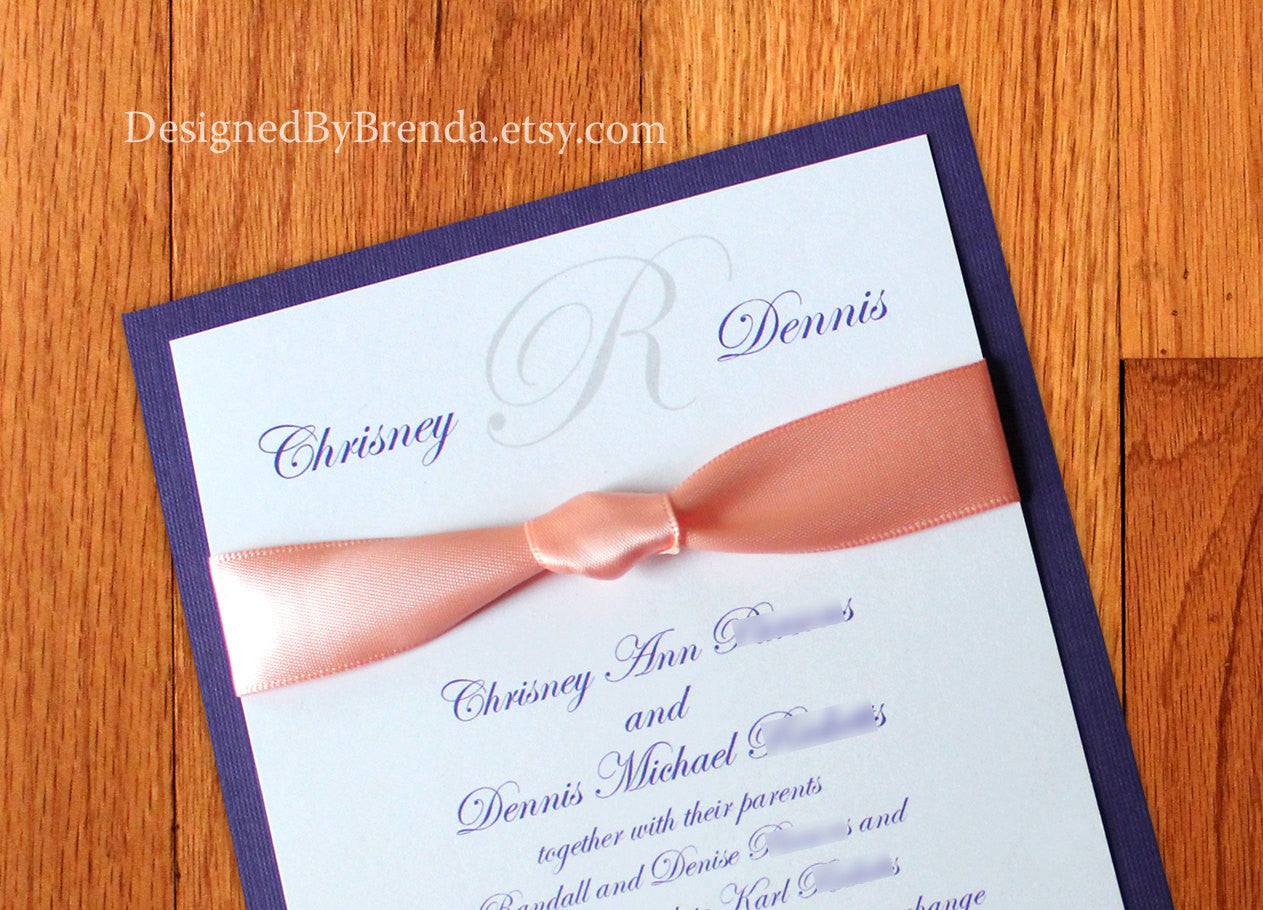 Custom Formal Layered Wedding Invitation with Hand Tied Ribbon Knot - Any Colors