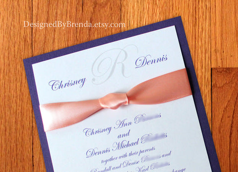 Custom Formal Layered Wedding Invitation with Hand Tied Ribbon Knot - Any Colors