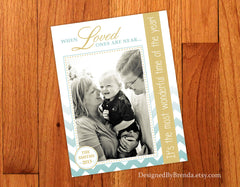 Gold & Teal Chevron Holiday Card with Photo - Most Wonderful Time of the Year