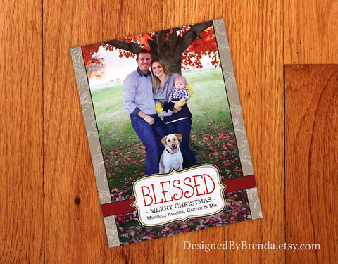 "Blessed" Christmas Card with Photo