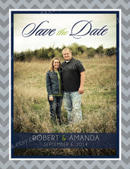 Chevron Save the Date Postcards with Photo - Can also be Magnets