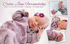 Polka Dot Baby Announcement with Photo Collage - Large size, purple
