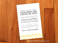 Modern White and Yellow Chevron Wedding Invitations - Simple Look with Fun Typography