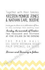 Modern White and Yellow Chevron Wedding Invitations - Simple Look with Fun Typography
