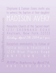 Ombre Invitation - For Baptism, Wedding, Baby or Bridal Shower, Save the Date, Etc.