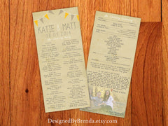 Vintage Style Wedding Programs - Double Sided with Rustic Photo & Banner