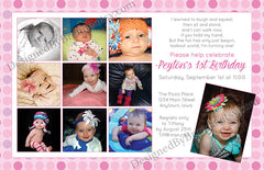 First Birthday Invitation - Large with Timeline of Photos from 1st Year