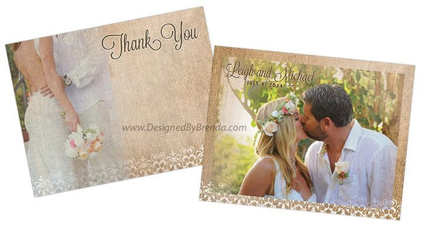 Burlap and Lace - Vintage Wedding Thank You Postcards – Designed By Brenda