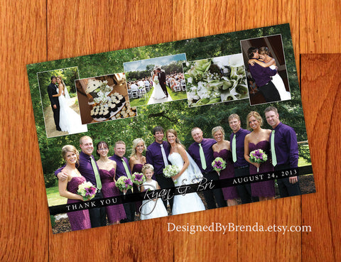 Large Wedding Thank You Postcard with Photo Collage - Or Wedding Announcement