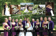 Large Wedding Thank You Postcard with Photo Collage - Or Wedding Announcement