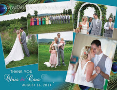Peacock Feather Wedding Thank You Postcards