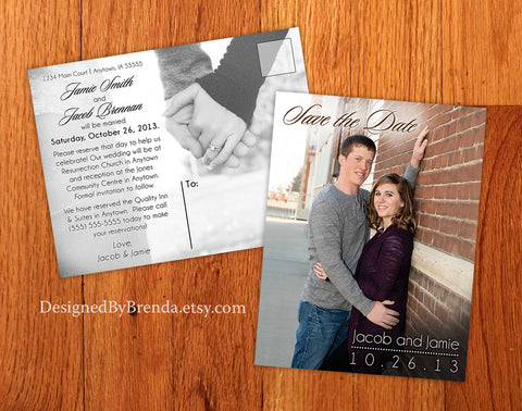 Modern Save the Date (STD) Postcards - Photos on both sides
