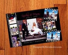 Large Wedding Thank You Card with Filmstrip Photo Collage