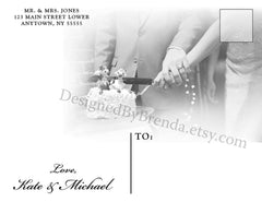Wedding Thank You Card with Retro Photo and Handwritten Font