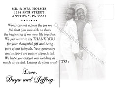 Elegant Wedding Thank You Card with Two Photos - Simple & Modern