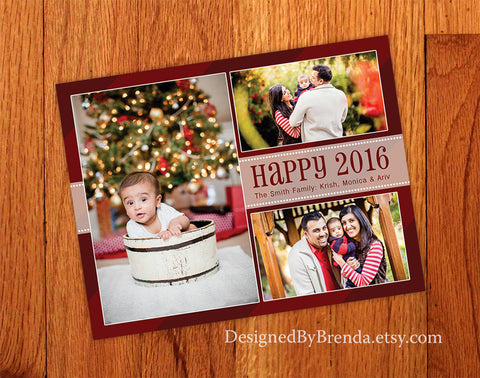 Red Happy New Year Photo Card - Fun, Modern Feel