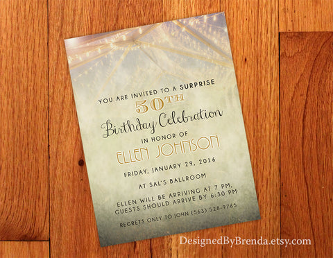 Vintage Style Birthday Invitation - Rustic with Garden Party Feel