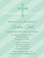 Modern Baptism Invitation with Christian Cross - Mint Green can be any color