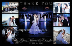 Sleek Black Wedding Thank You Card with 7 Photos - Contemporary Look
