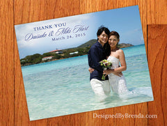 Combined Wedding Thank You and Announcement Postcard