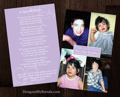 Double Sided Memorial Thank You Card with Photo Collage and Poem - Pink