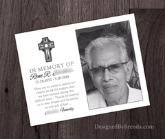 Religious Memorial Thank You Card with Photo - Custom Remembrance Memento for Sympathy or Funeral
