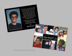 Colorful Memorial Thank You Card with Custom Photo Collage - Teal can be any color