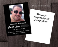 Double Sided Memorial Thank You Card with Photo and Thank You Message on Back