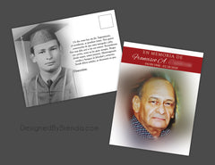 Double Sided Memorial Card in Spanish or English, with Photos on Both Sides